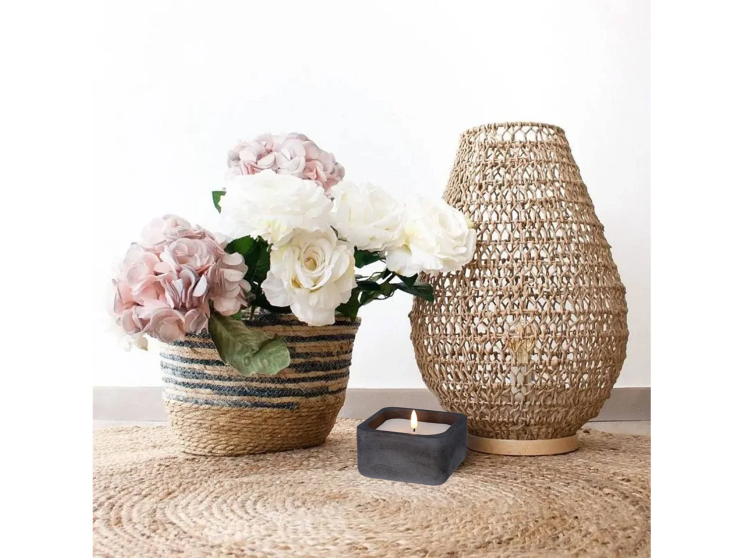 WELL HOME - Pack de 6 bougies LED carrées noires