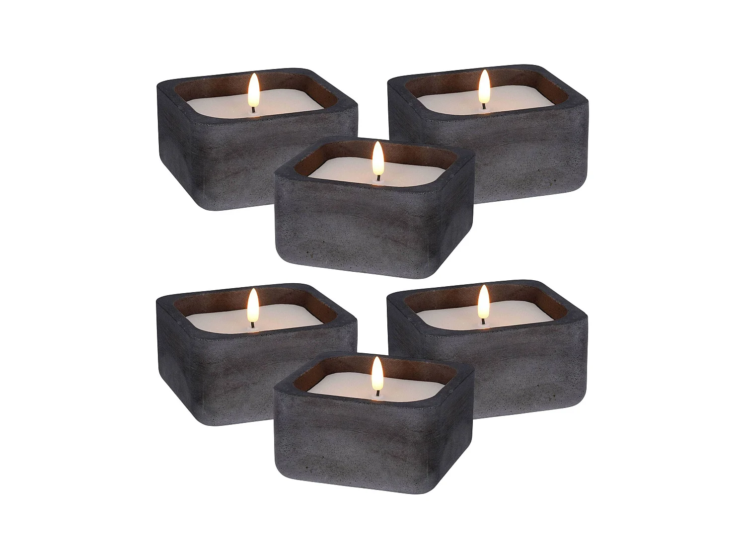 WELL HOME - Pack de 6 bougies LED carrées noires