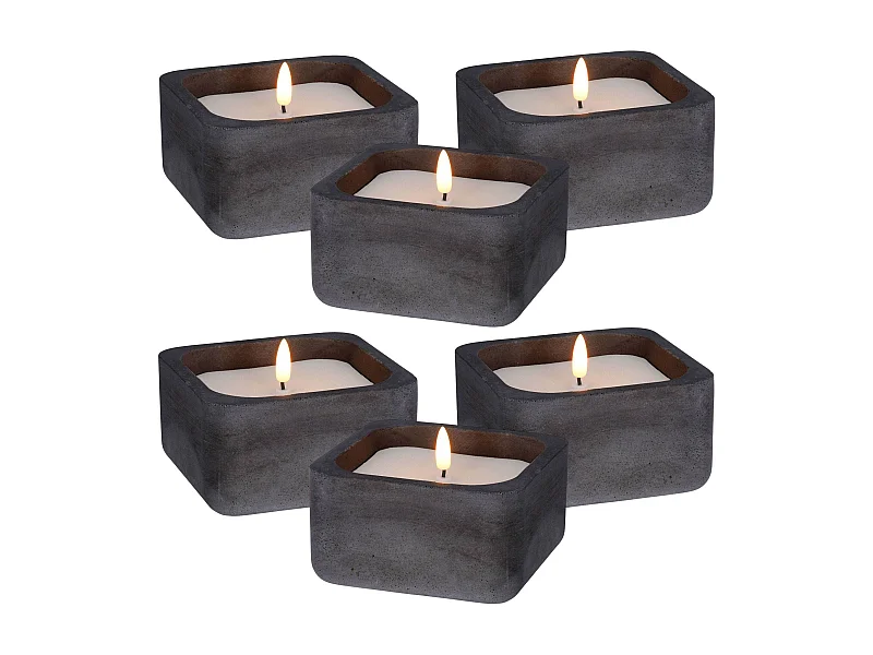 WELL HOME - Pack de 6 bougies LED carrées noires