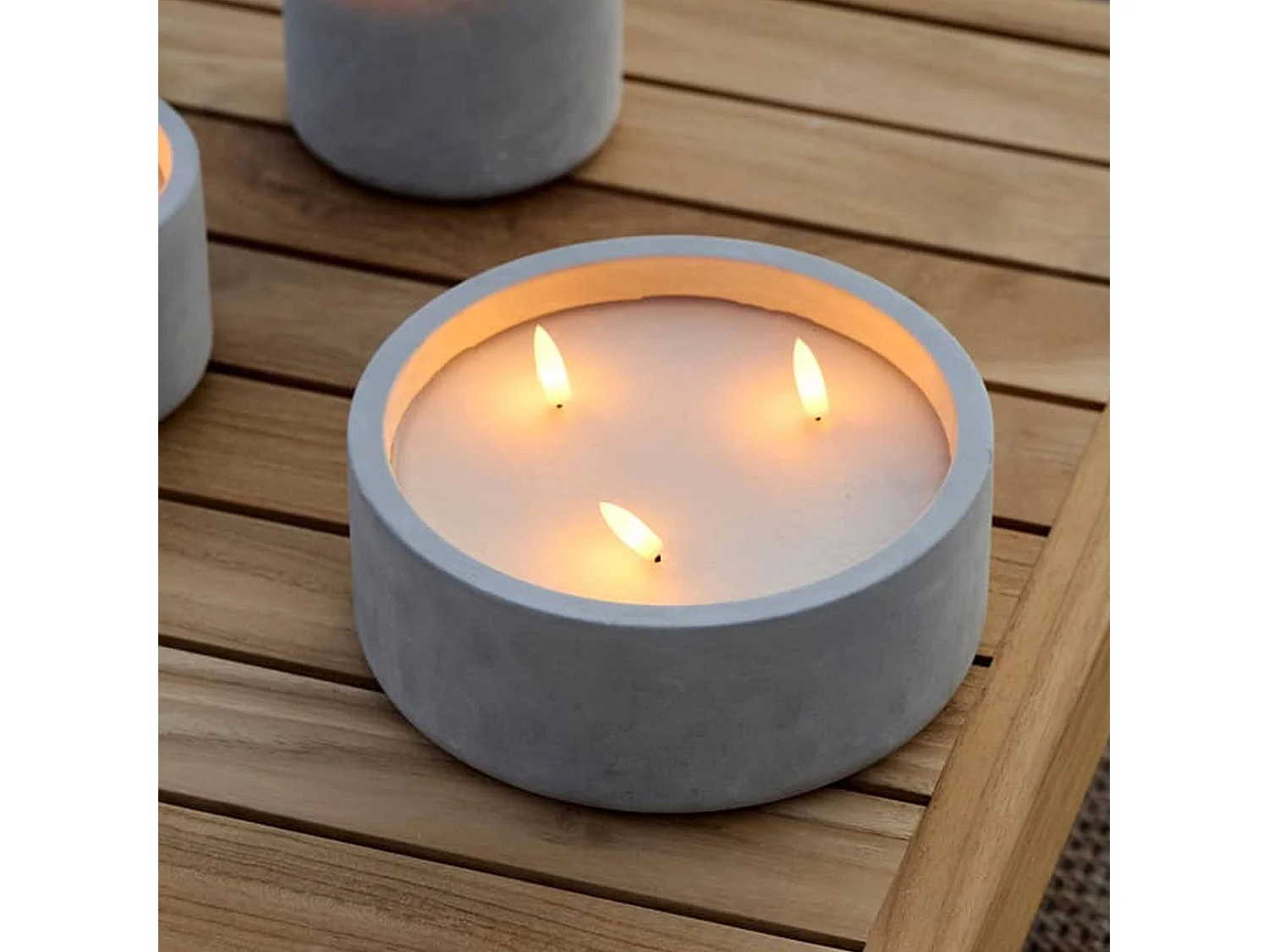 WELL HOME - Pack 3 bougies LED rondes marbre gris