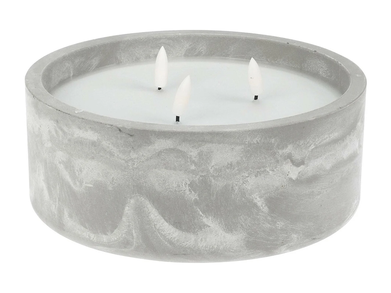 WELL HOME - Pack de 6 bougies LED rondes marbre gris