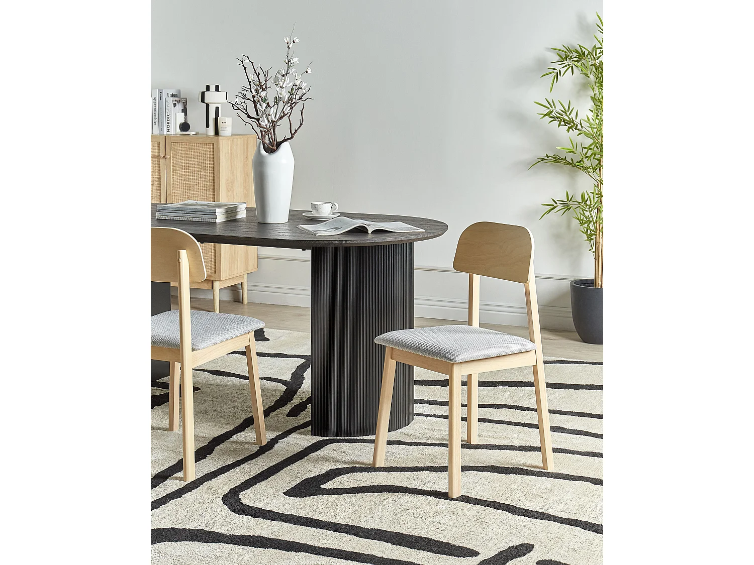 Lot de 2 chaises de salle à manger SCANDIA Bois Gris clair