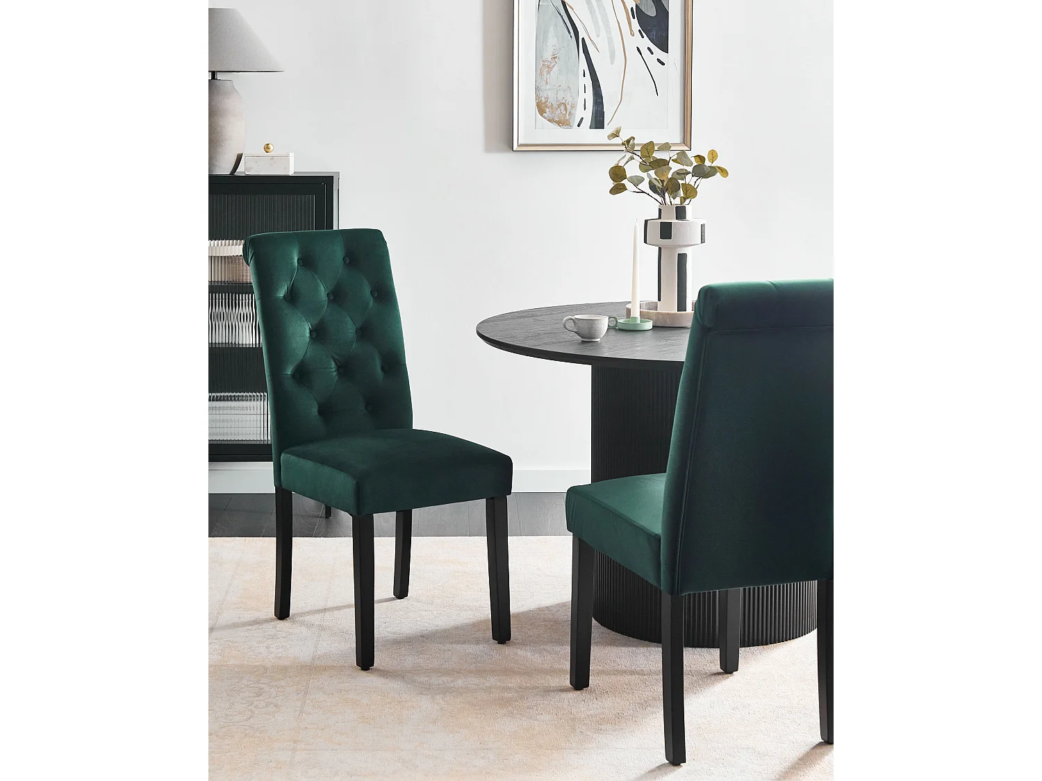 Lot de 2 chaises de salle à manger VELVA Velours Vert foncé