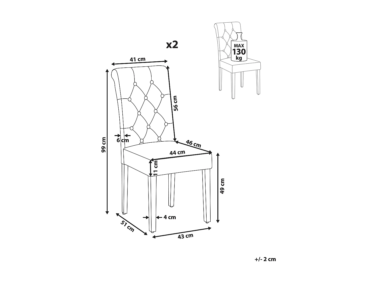 Polsterstuhl 2er Set grün Samtstoff gesteppt mit schwarzen Holzbeinen Velva