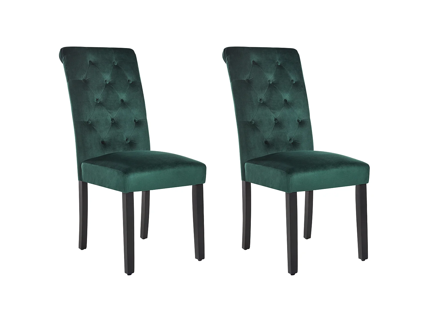 Lot de 2 chaises de salle à manger VELVA Velours Vert foncé