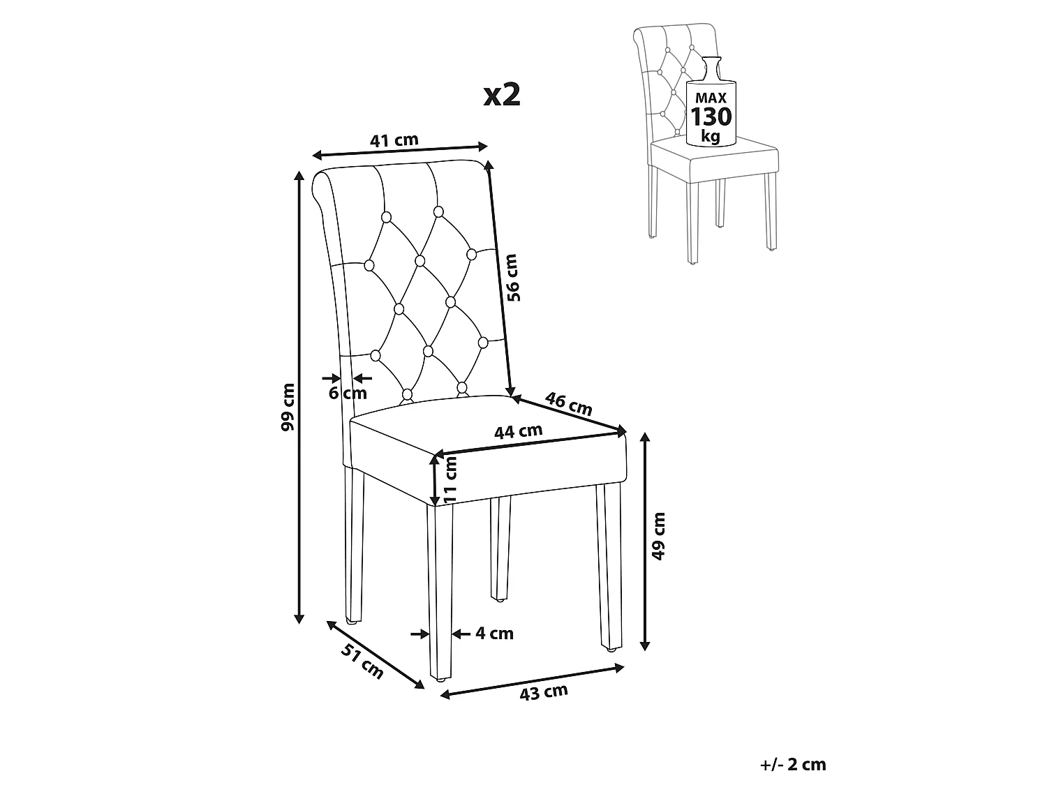 Lot de 2 chaises de salle à manger VELVA Velours Vert foncé