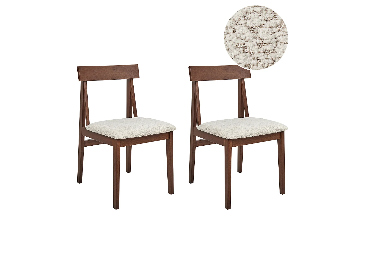 Set of 2 Dining Chairs ISLE Wood Brown/ Beige