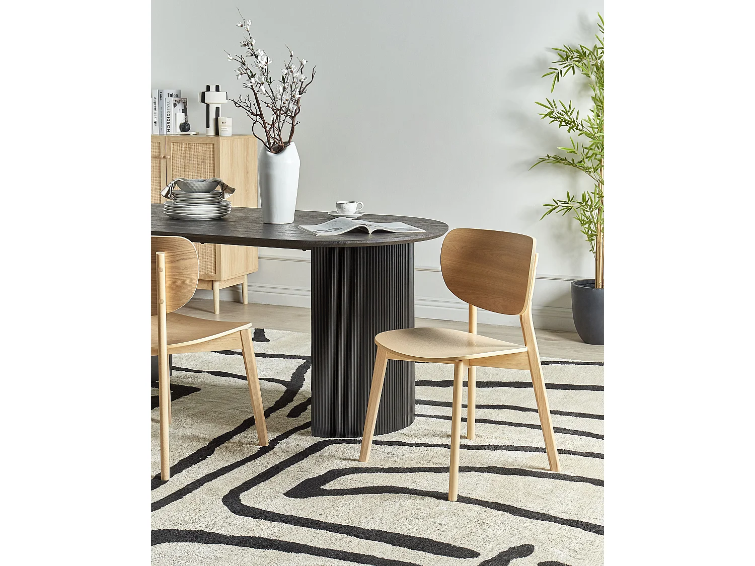 Lot de 2 chaises de salle à manger OVERLY Bois Marron clair