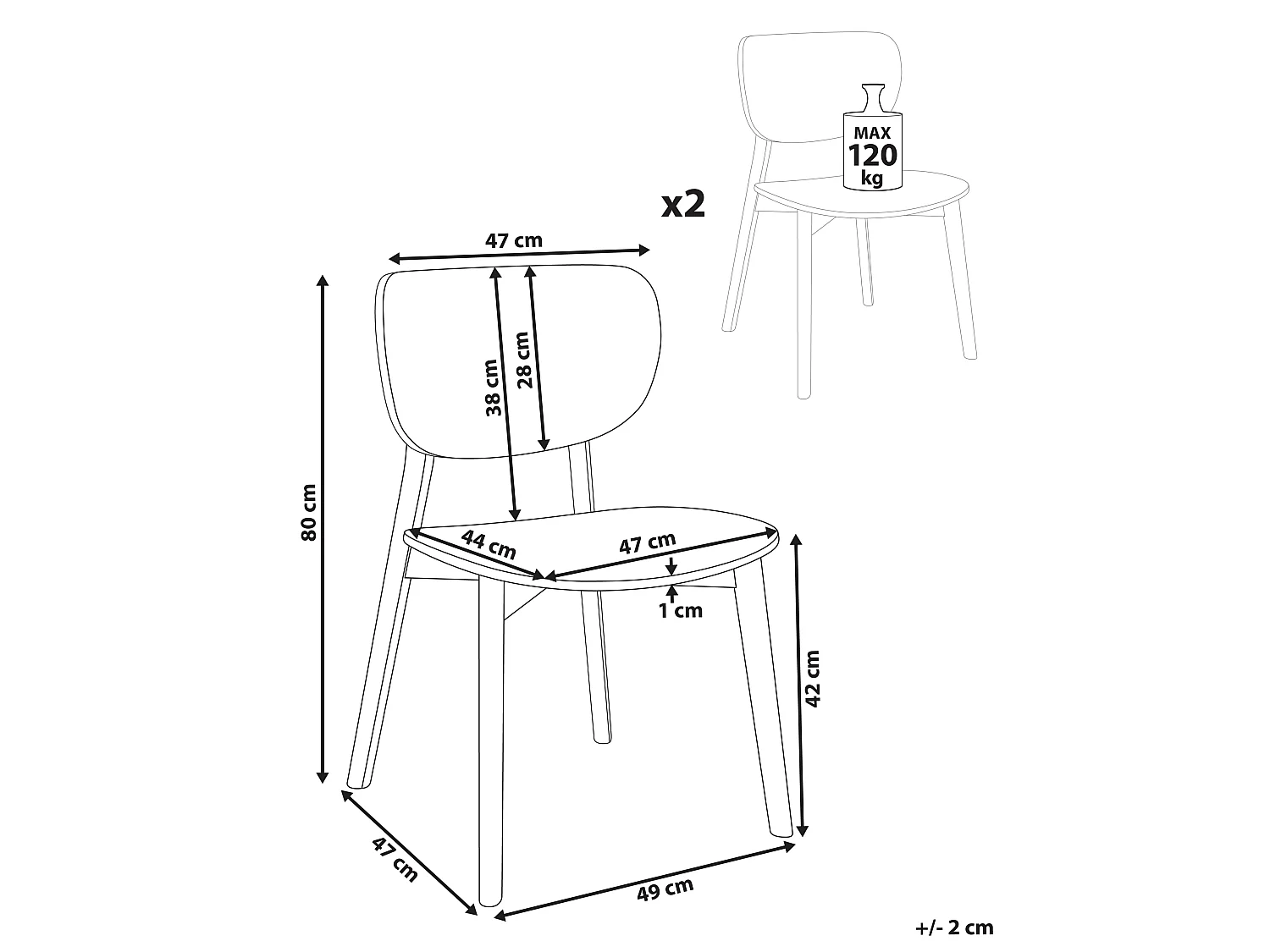 Esszimmerstuhl 2er Set OVERLY Holz Hellbraun