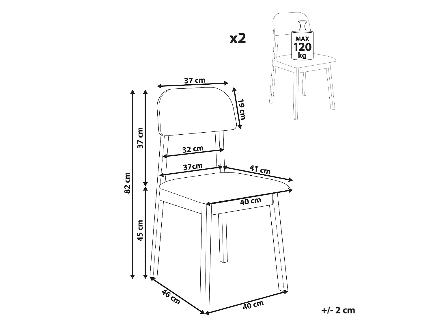 Lot de 2 chaises de salle à manger SCANDIA Bois Taupe