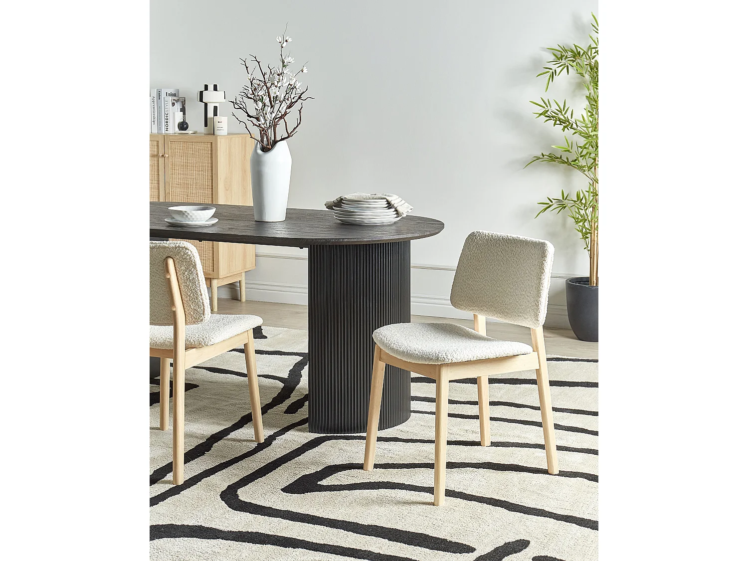 Lot de 2 chaises de salle à manger BLANE Bois Blanc cassé