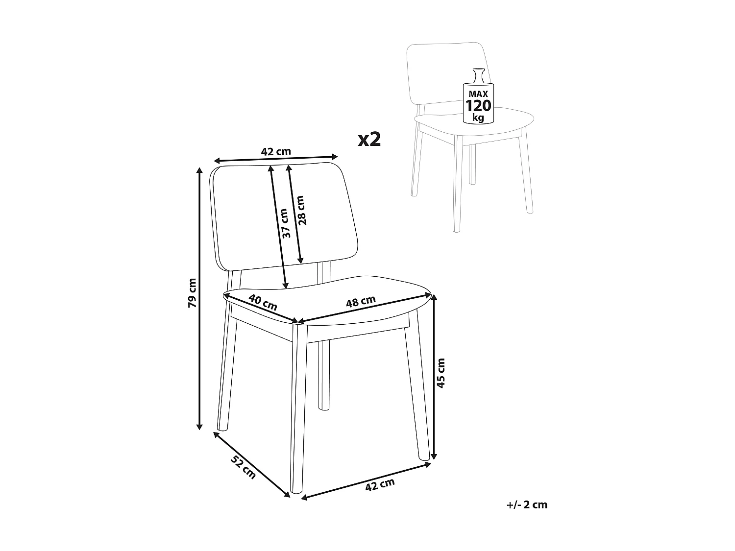 Lot de 2 chaises de salle à manger BLANE Bouclé Marron clair/blanc