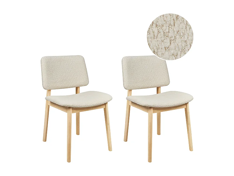 Lot de 2 chaises de salle à manger BLANE Bouclé Marron clair/blanc