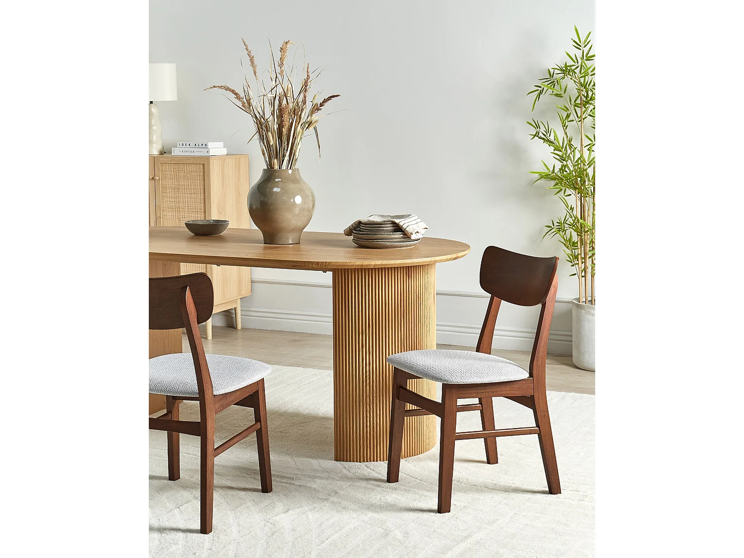 Set van 2 eetkamerstoelen ANOKA Hout Lichtgrijs
