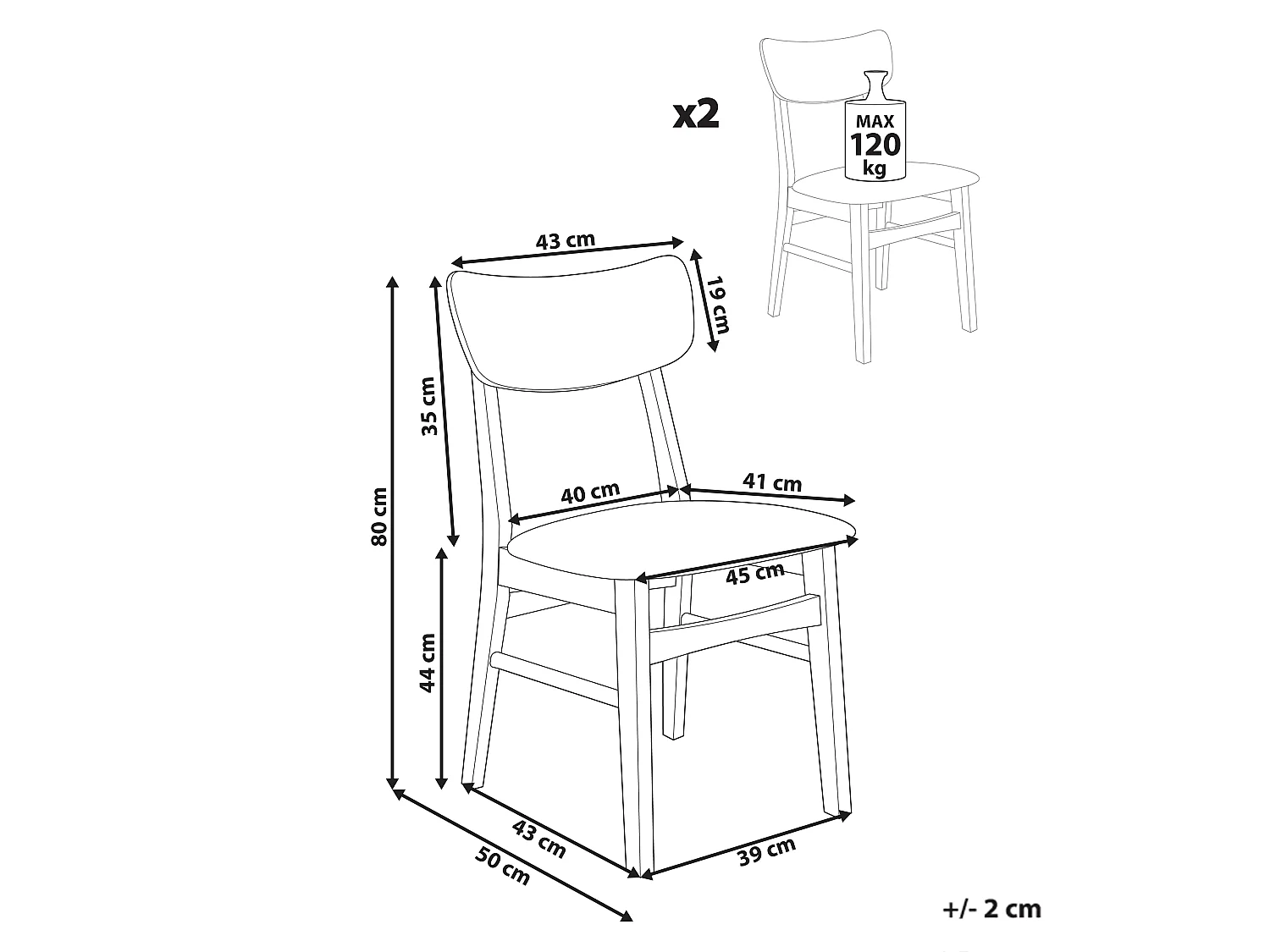 Set van 2 eetkamerstoelen ANOKA Hout Lichtgrijs