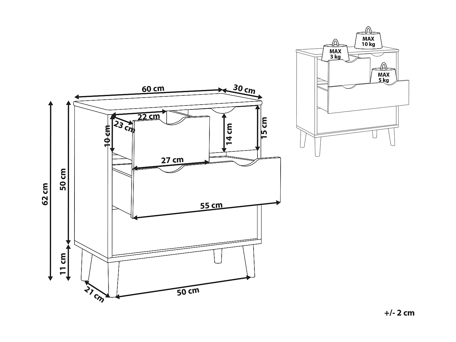 Ladekast 4 lades SIMMIE Bewerkt hout Wit