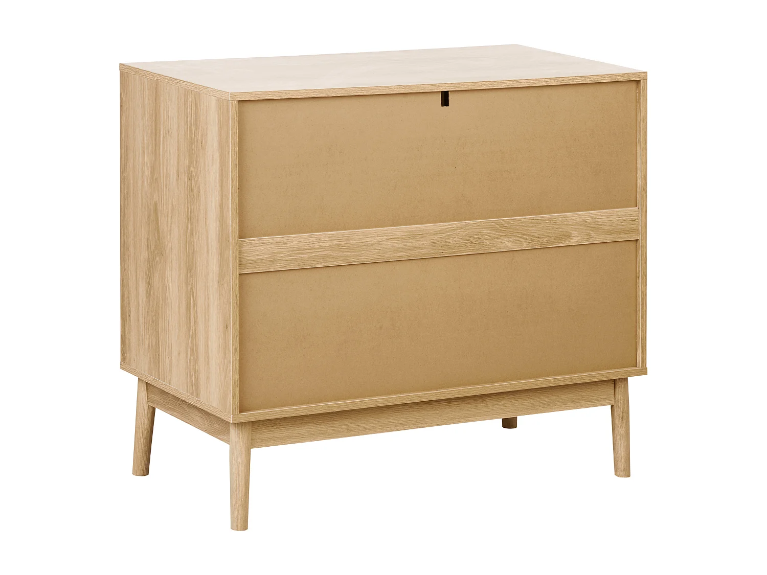 Kommode halbhoch heller Holzfarbton Lamellen-Optik mit 3 Schubladen Lynwood