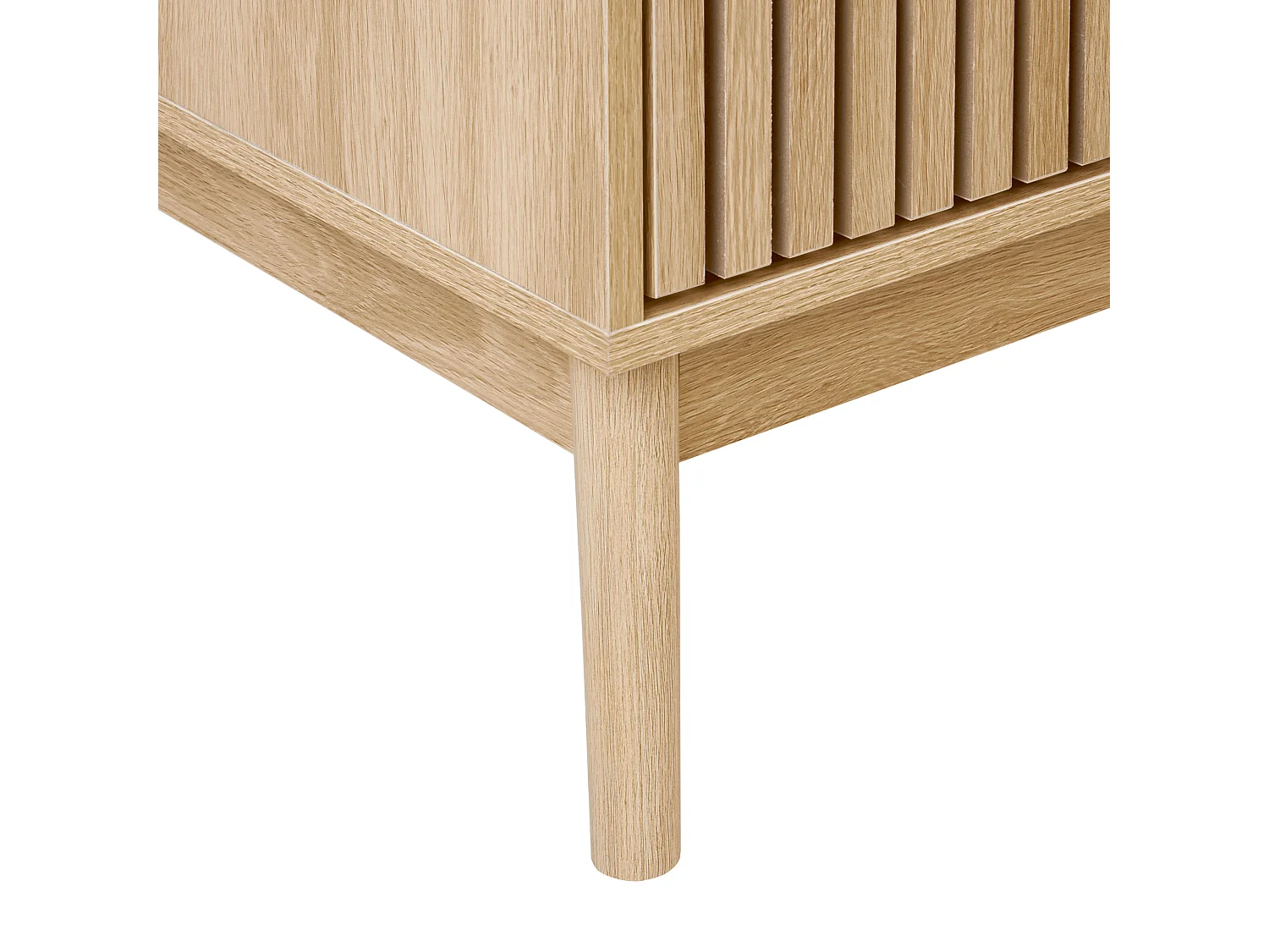 Kommode halbhoch heller Holzfarbton Lamellen-Optik mit 3 Schubladen Lynwood