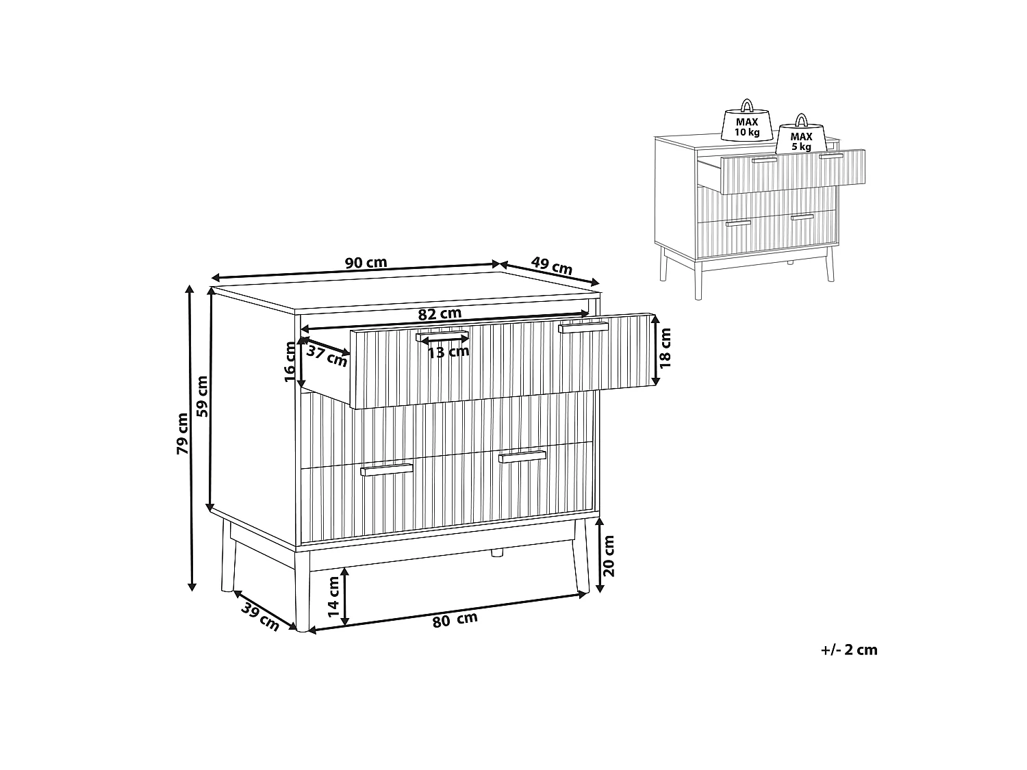 Commode à 3 tiroirs LYNWOOD Marron clair