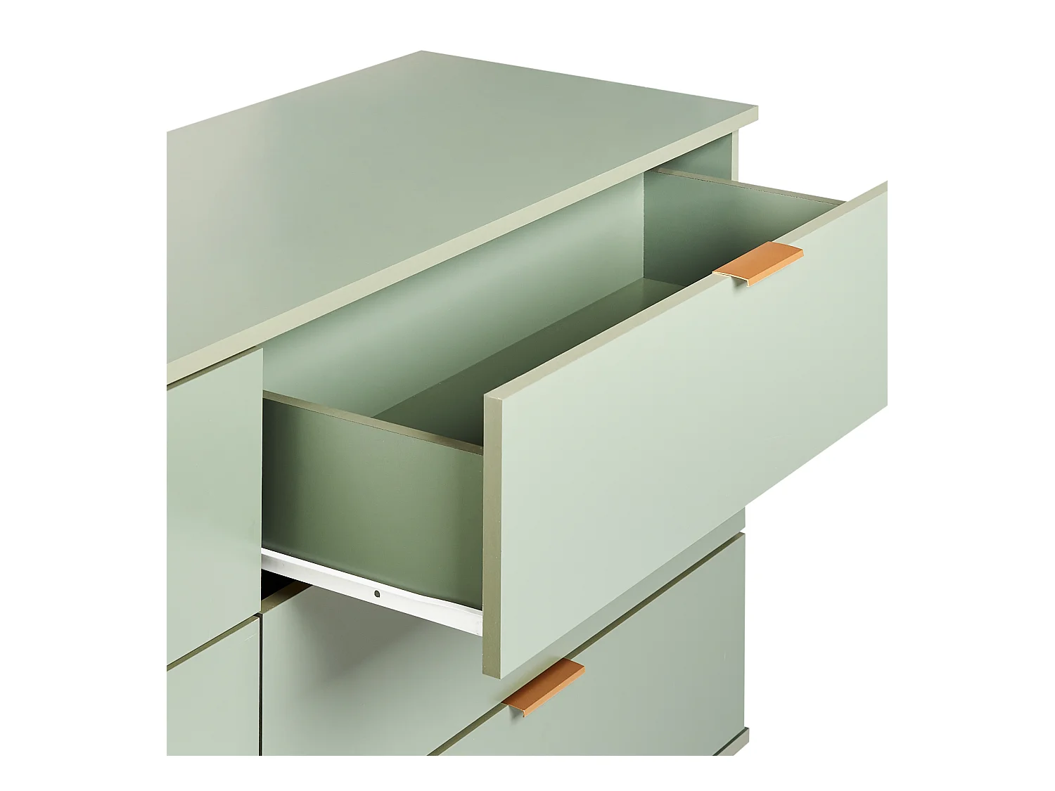 Kommode mit 6 Schubladen grün Holzfuße goldene Griffe Retro-Design Walpole