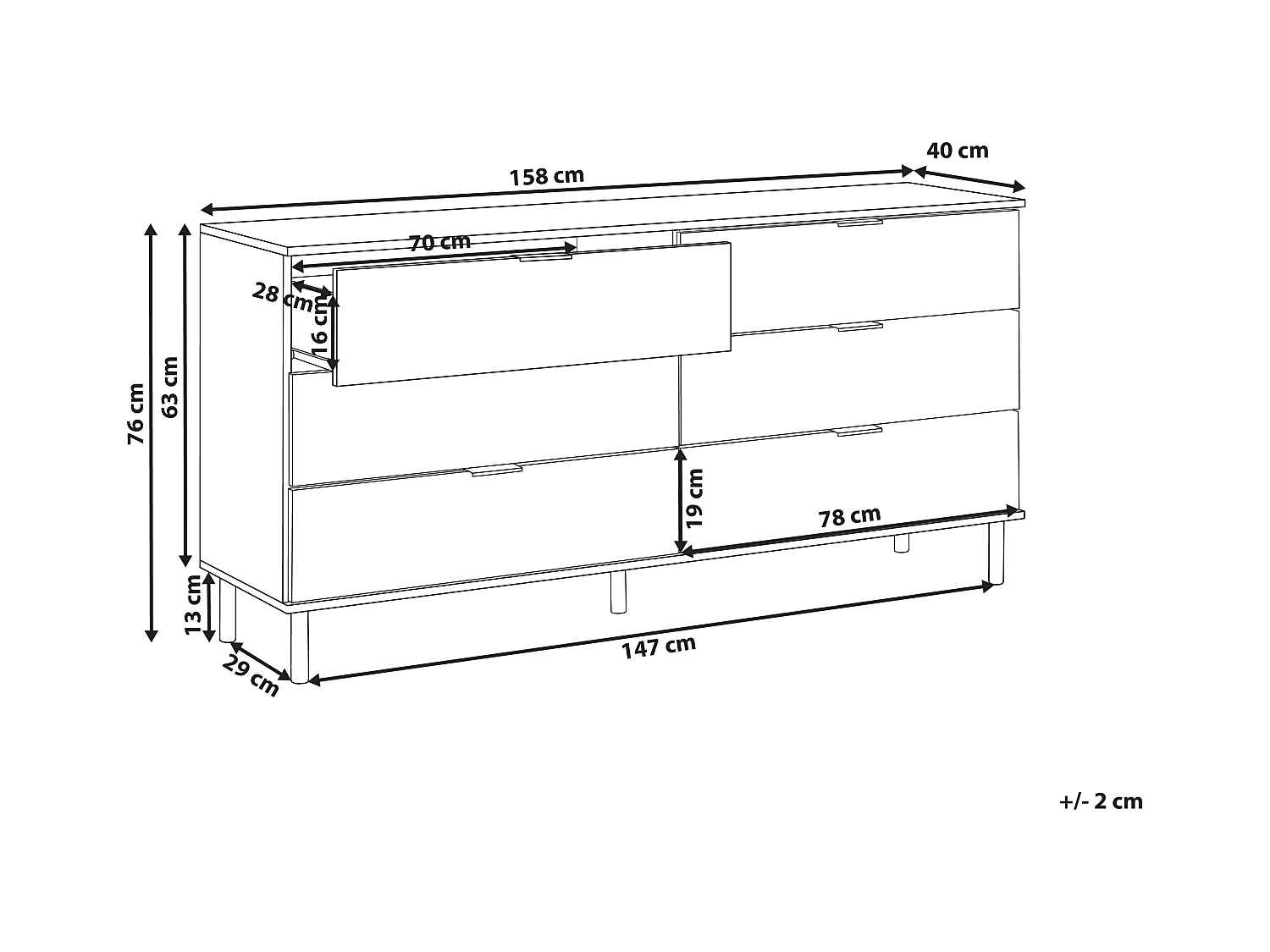 Commode à 6 tiroirs WALPOLE Vert