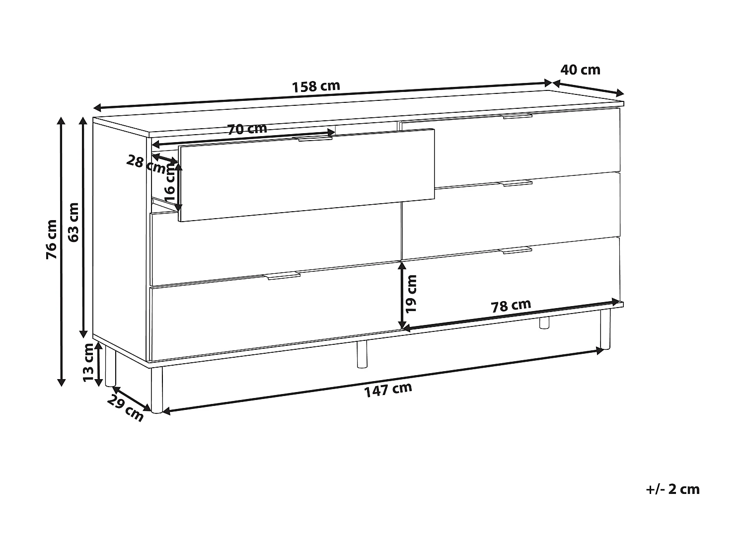 Commode à 6 tiroirs WALPOLE Vert