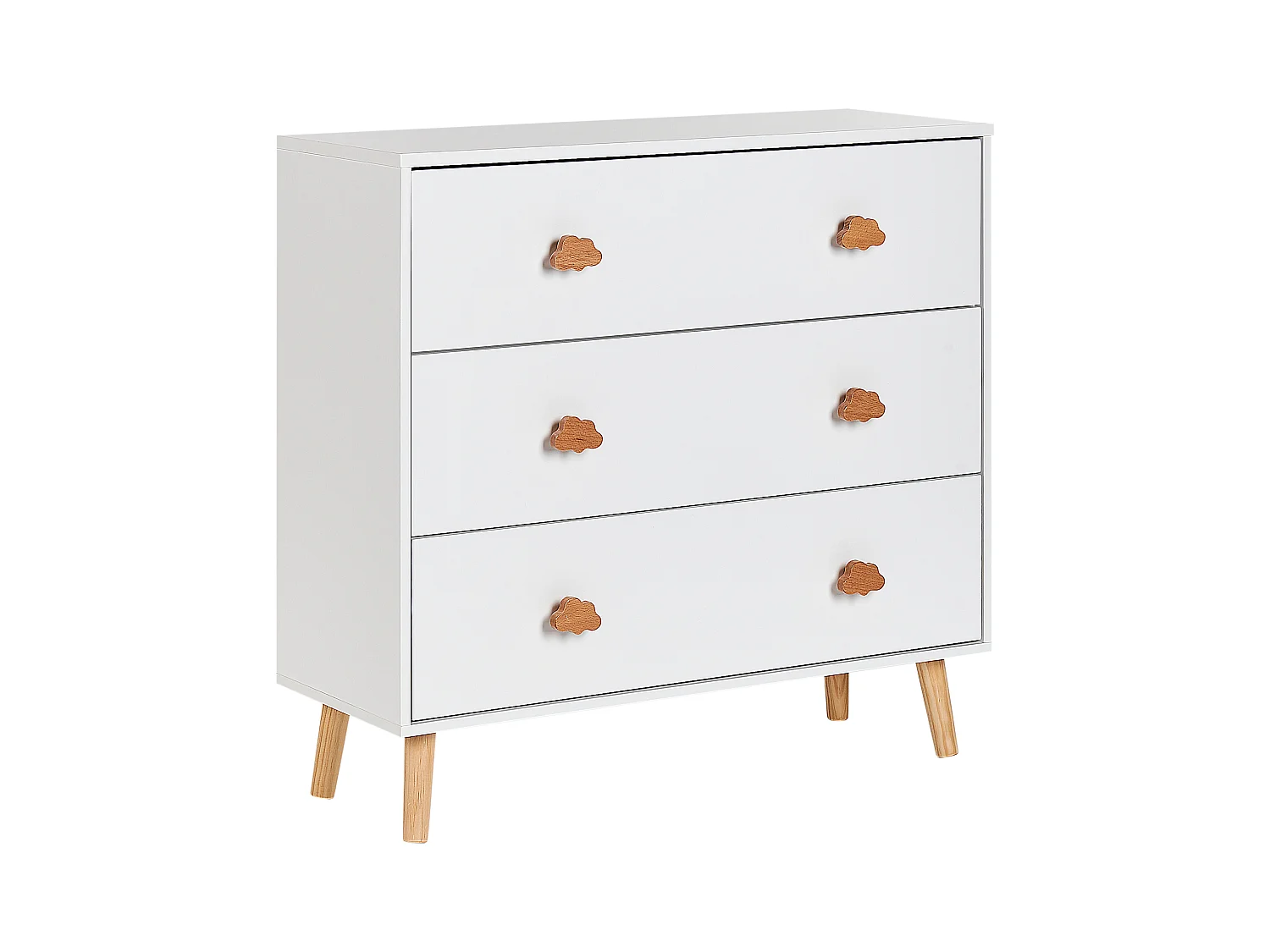 Ladekast 3 lades CLOUDY Bewerkt hout Wit