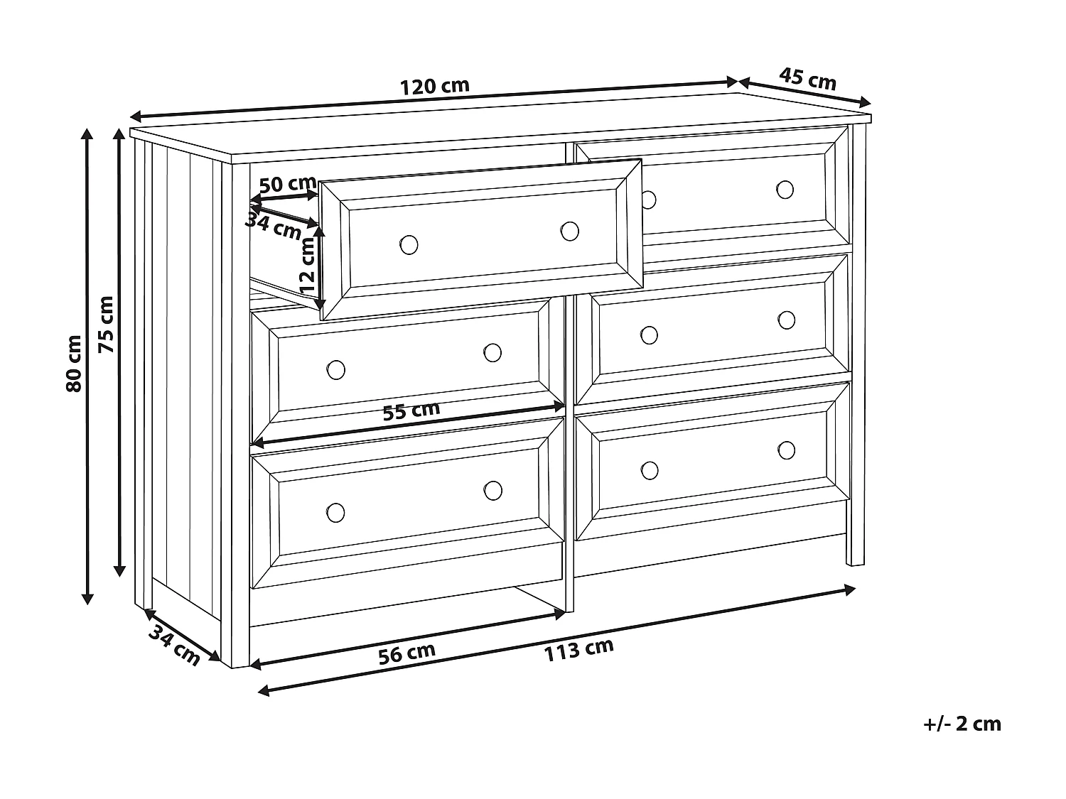 Commode à 6 tiroirs HAZELVALE Blanc