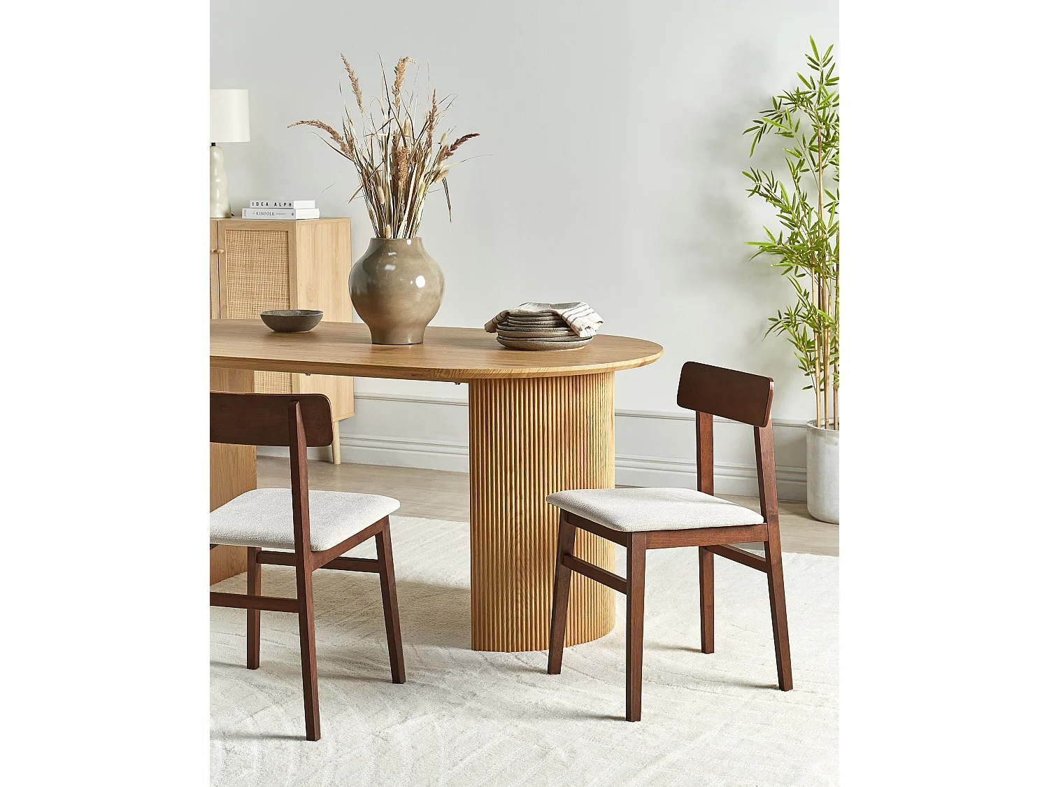 Esszimmerstühle 2er-Set Beige Stoffsitz Schwarzer Rahmen Stacy