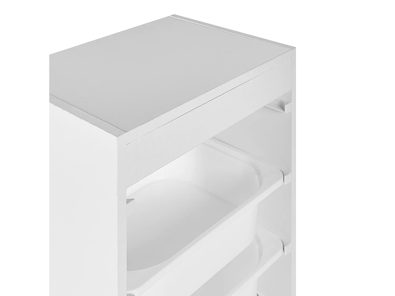 Rek met 4 opbergdozen TOBIN Bewerkt hout Wit