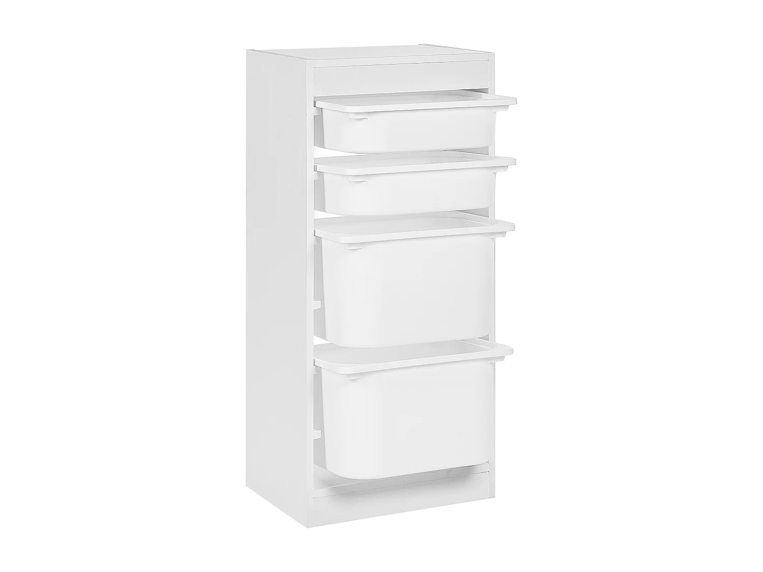 Regal mit 4 Aufbewahrungsboxen TOBIN Holzwerkstoff Weiss
