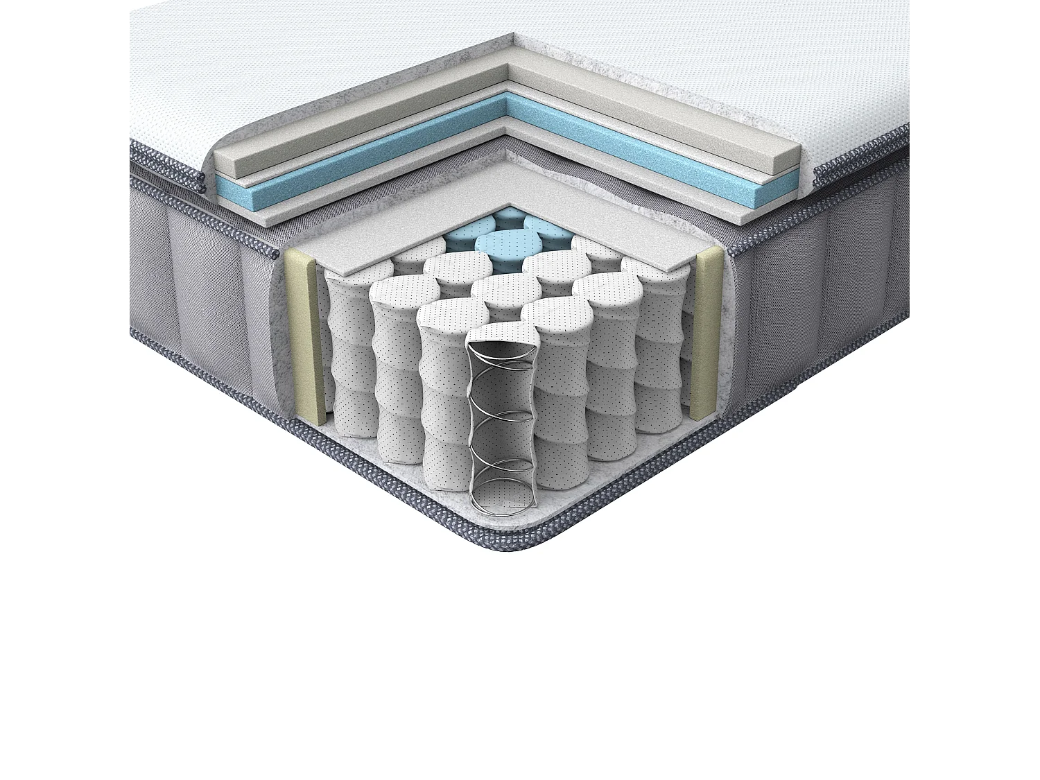 Materasso a molle insacchettate con rivestimento sfoderabile durezza media 90 x 200 cm PLEASANT