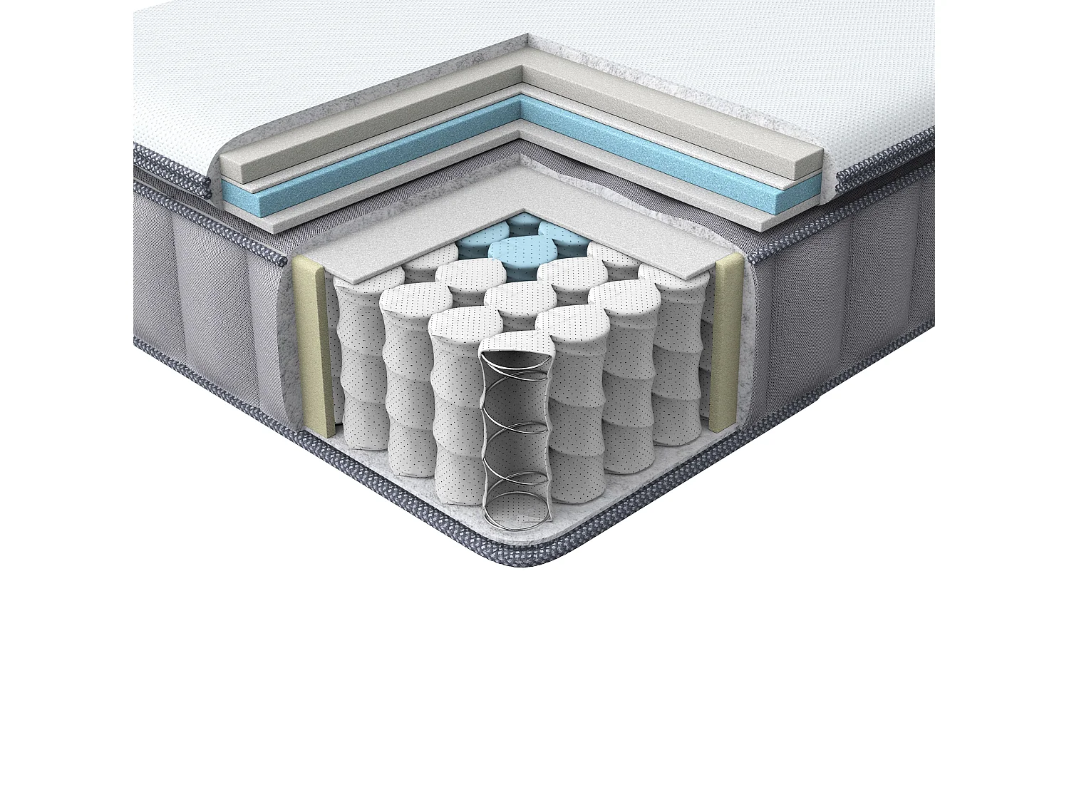 Matelas à ressorts ensachés en mousse à mémoire de forme avec gel PLEASANT H2/3 Moyen 90 x 200 cm