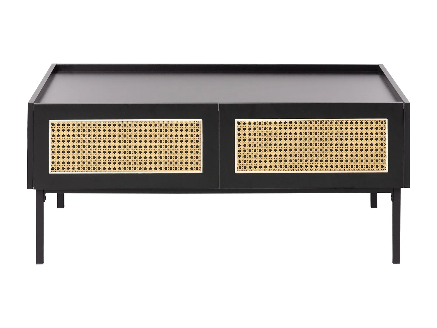 Table basse CULLEN Rotin Noir avec rangement