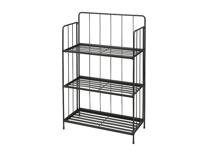 WELL HOME - Jardinière 3 étages en métal noir design pliable H.90