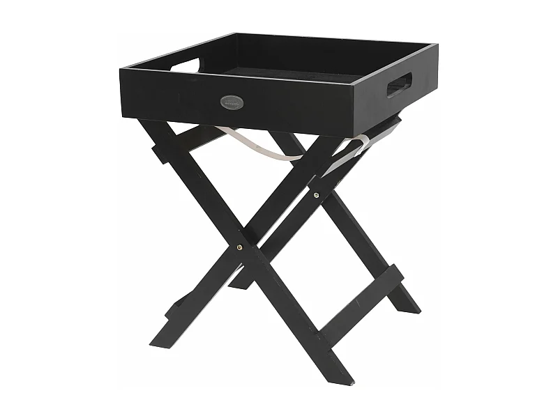 Well Home Plateau de service en bois avec pieds pliants noir 30x30x36cm