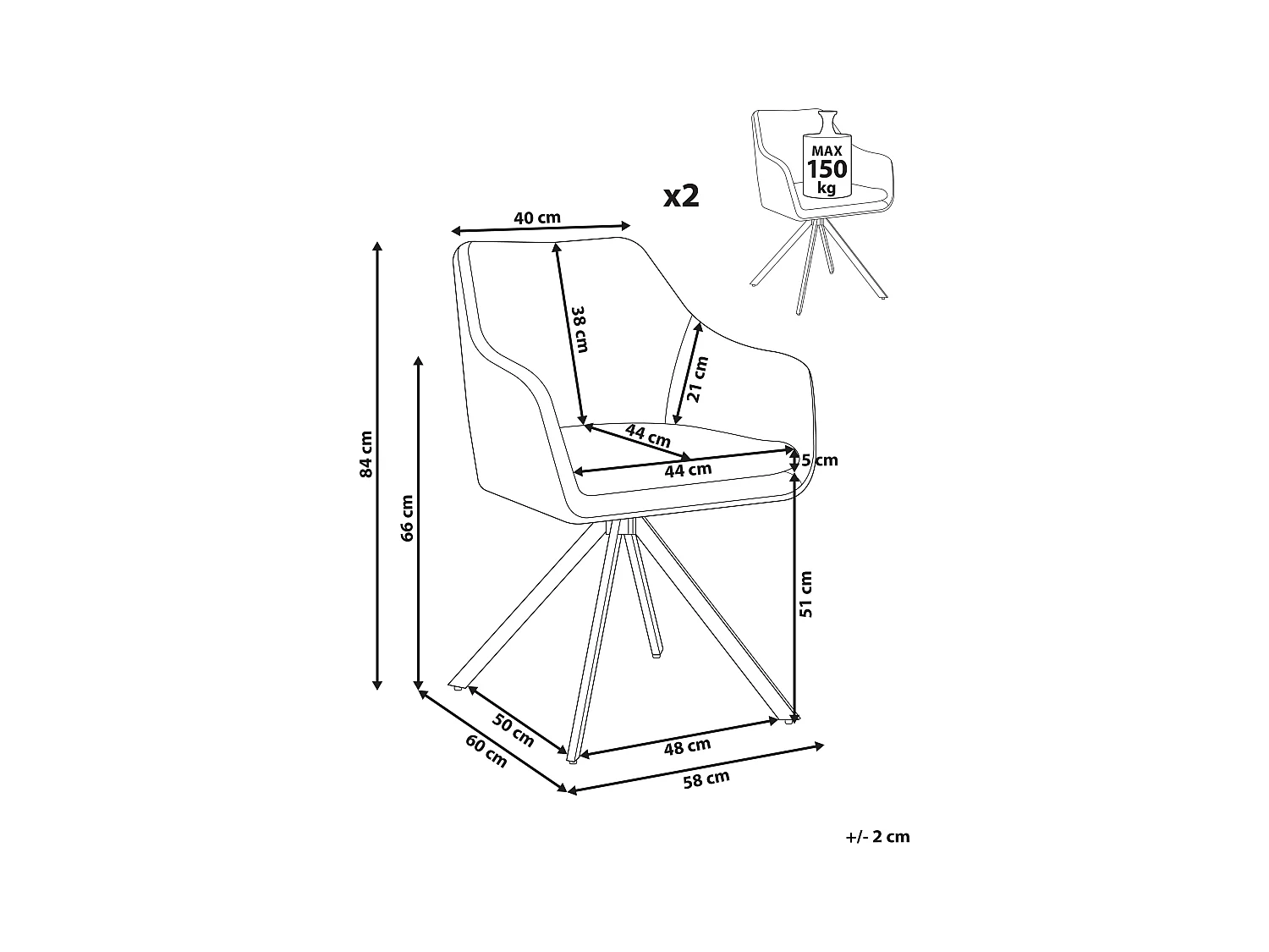 Esszimmerstuhl 2er Set beige / taupe gepolstert Stoff Kunstleder Lithia