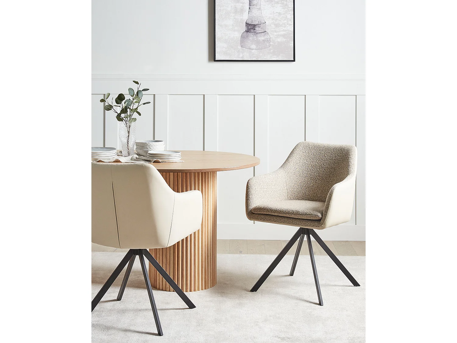 Esszimmerstuhl 2er Set beige / taupe gepolstert Stoff Kunstleder Lithia