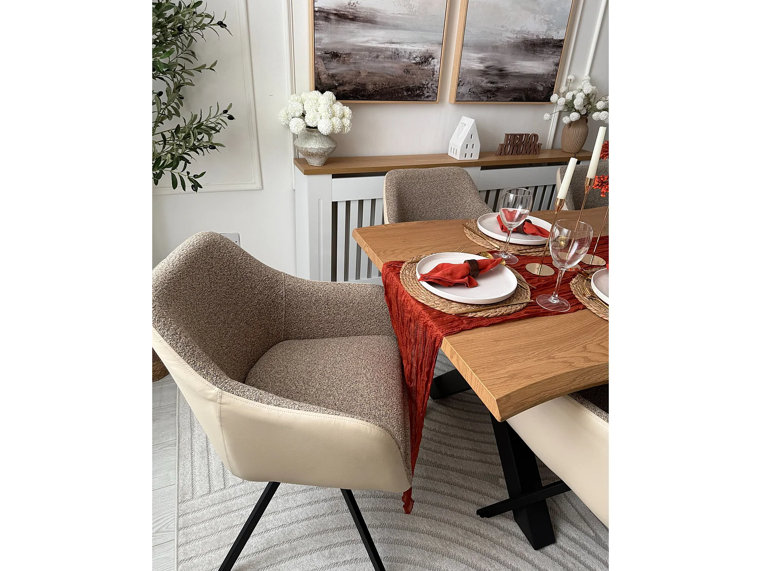 Set of 2 Dining Chairs LITHIA Fabric Taupe