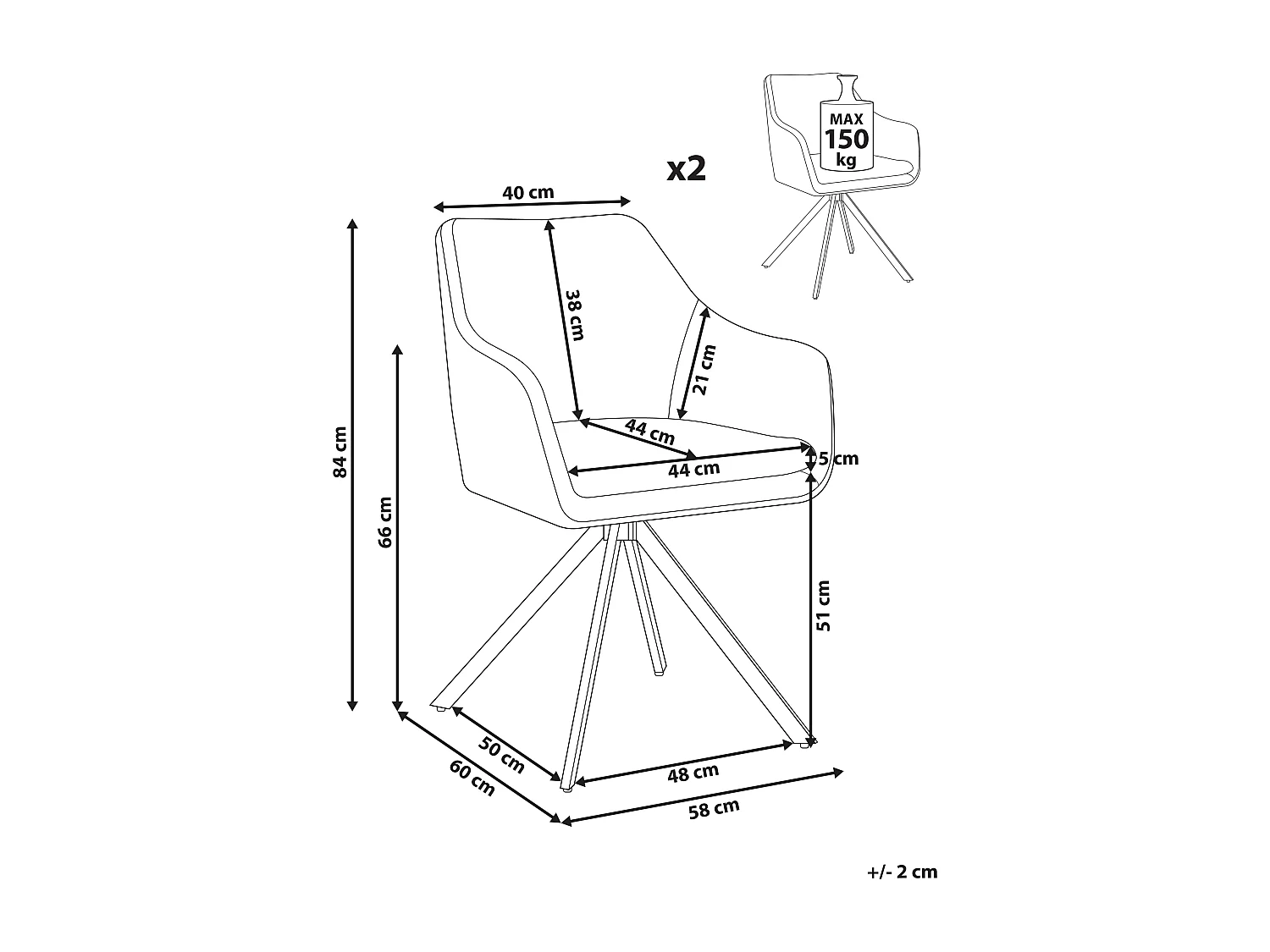 Esszimmerstuhl 2er Set beige / taupe gepolstert Stoff Kunstleder Lithia
