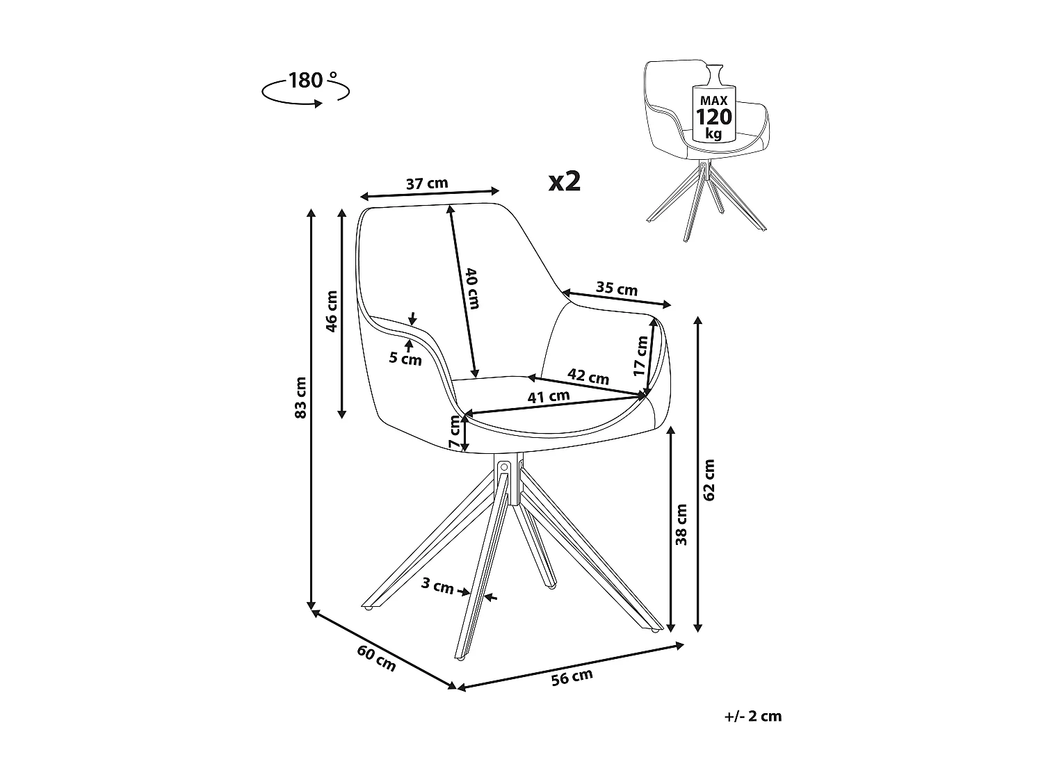 Zestaw 2 krzeseł do jadalni Obrotowy JODAR Ciemnozielony