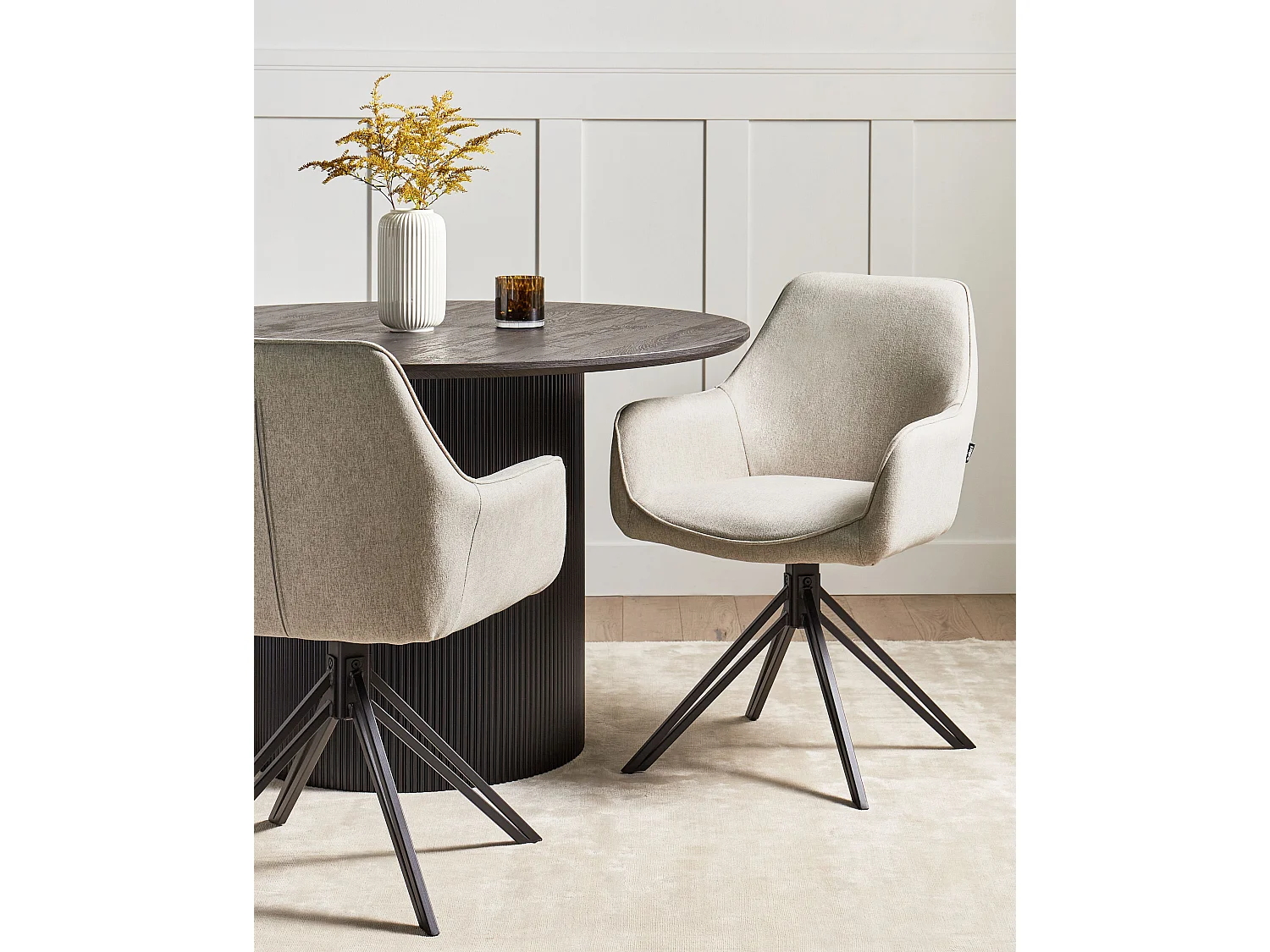 Lot de 2 chaises de salle à manger JODAR Tissu Taupe