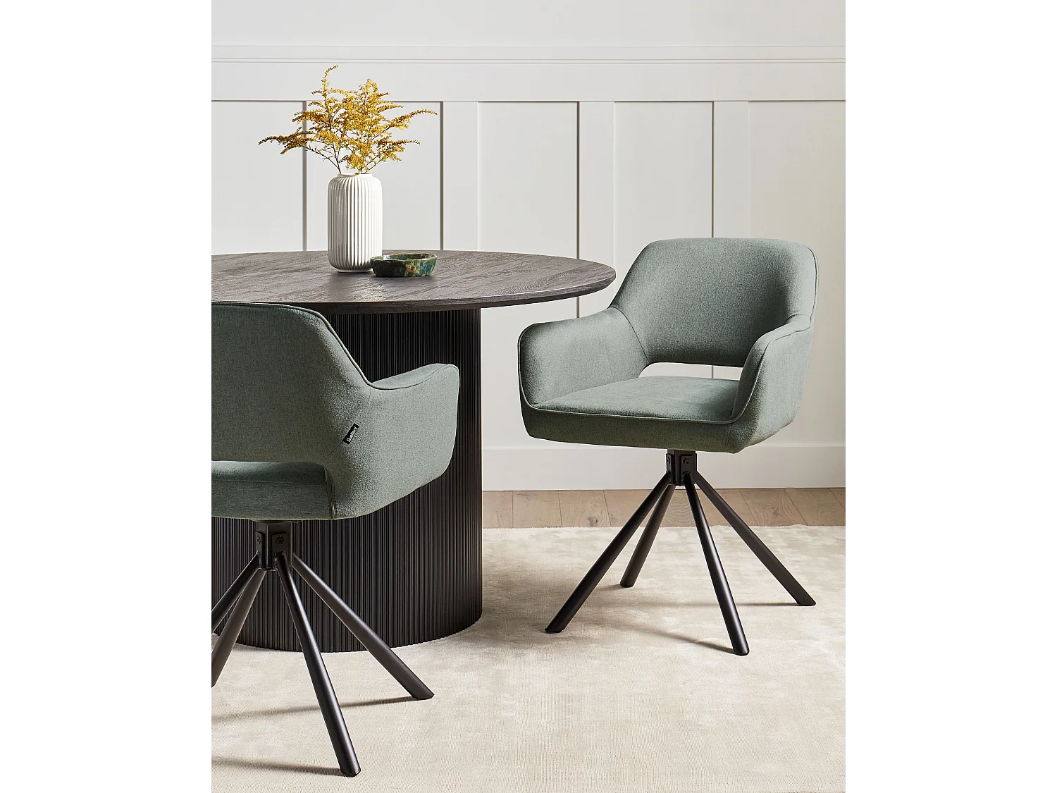 Lot de 2 chaises de salle à manger LOURES Tissu Vert foncé