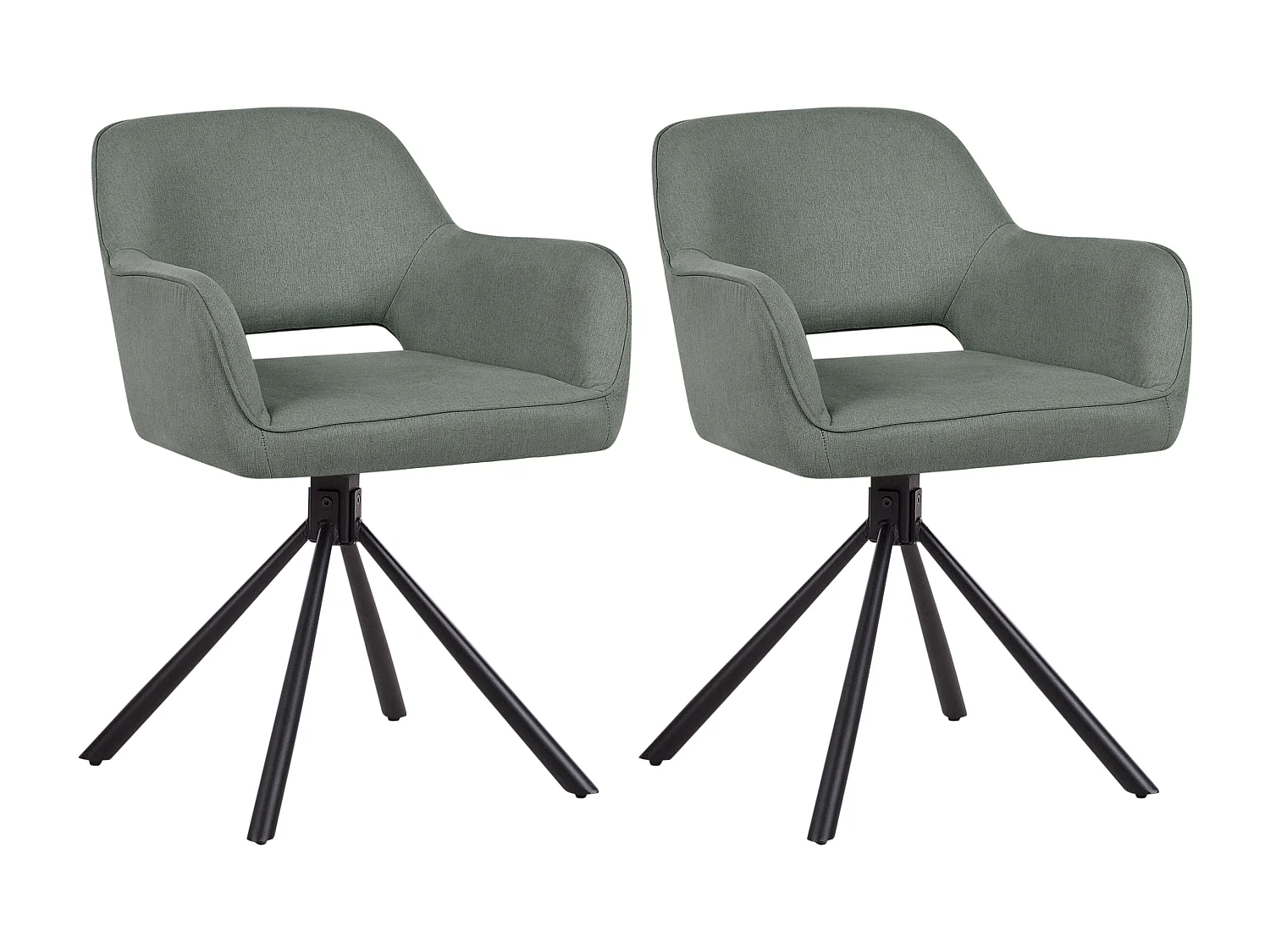 Lot de 2 chaises de salle à manger LOURES Tissu Vert foncé