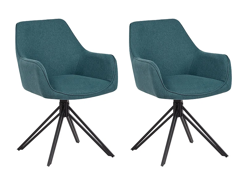 Lot de 2 chaises de salle à manger JODAR Bleu paon