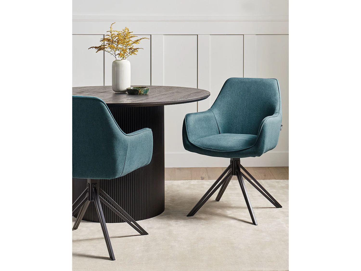 Lot de 2 chaises de salle à manger JODAR Bleu paon