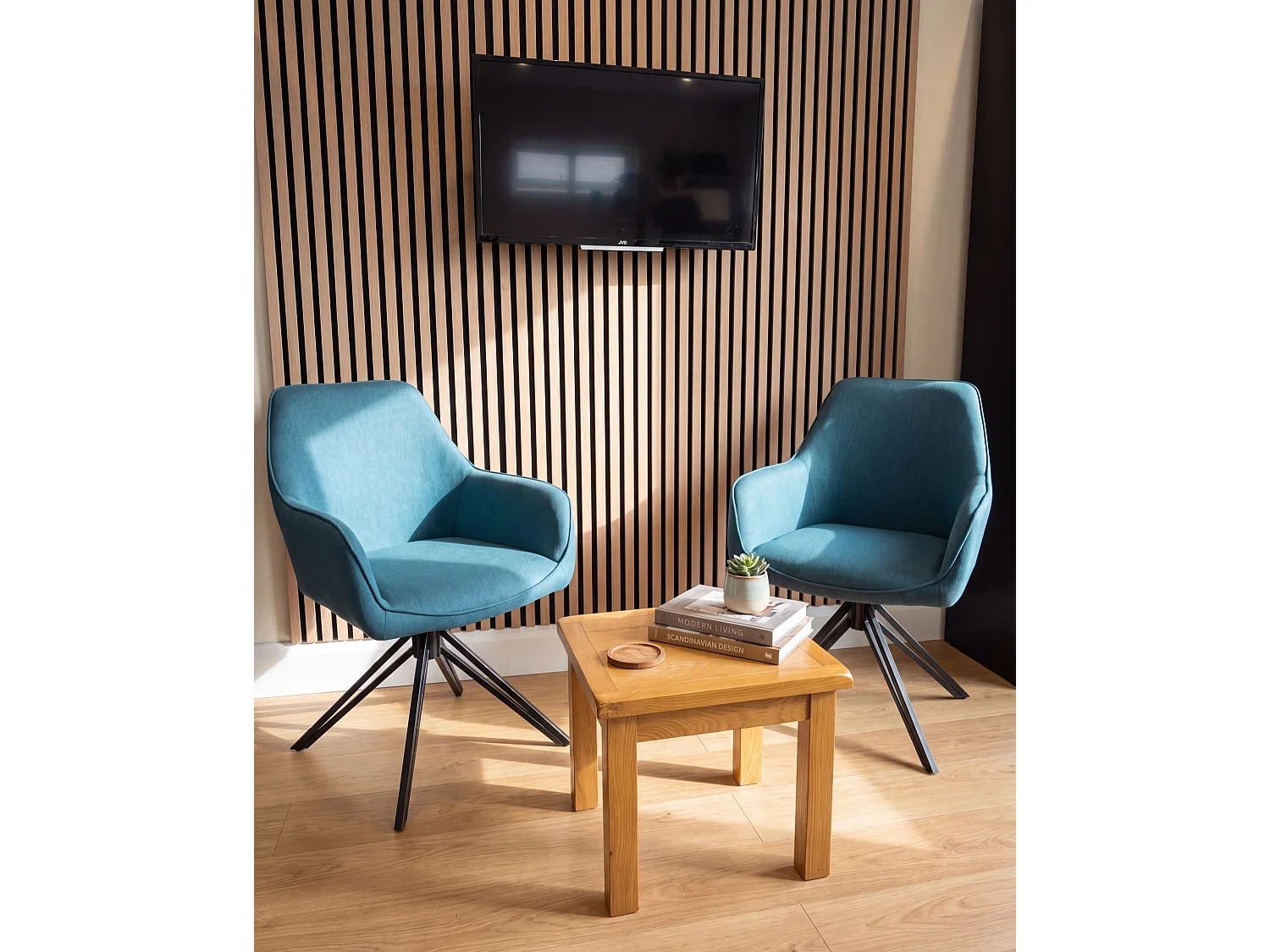 Lot de 2 chaises de salle à manger JODAR Bleu paon