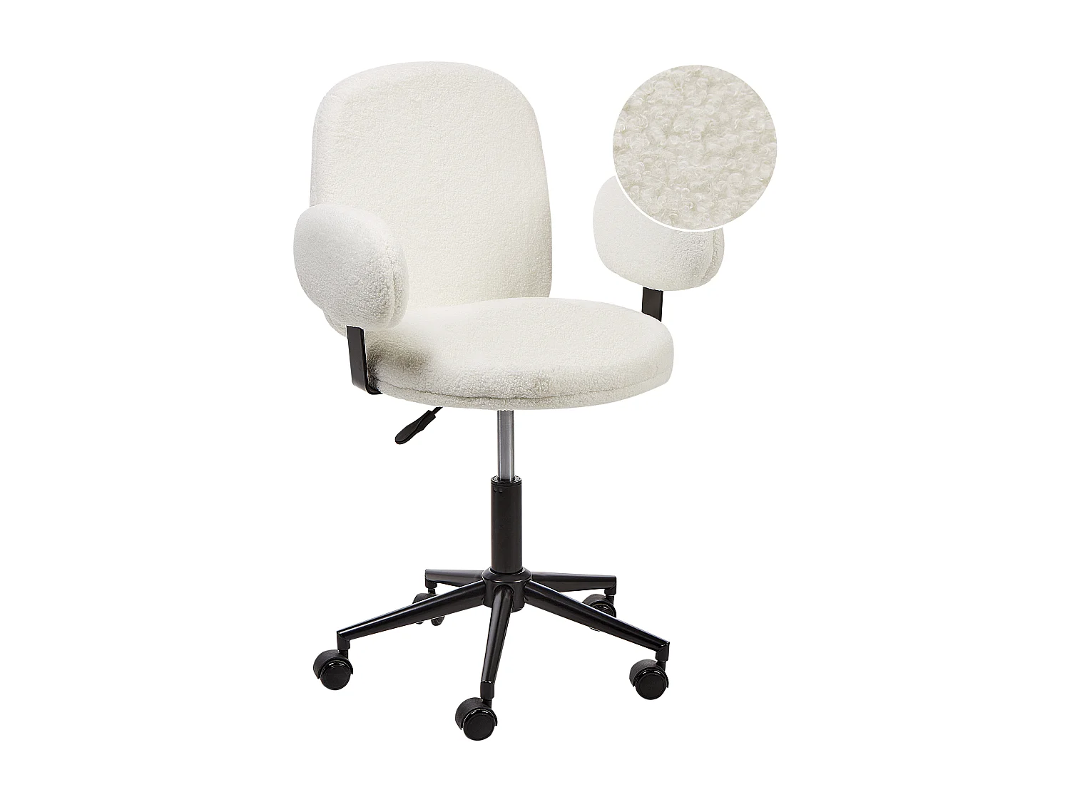 Chaise de bureau MORAGA Bouclé Blanc cassé