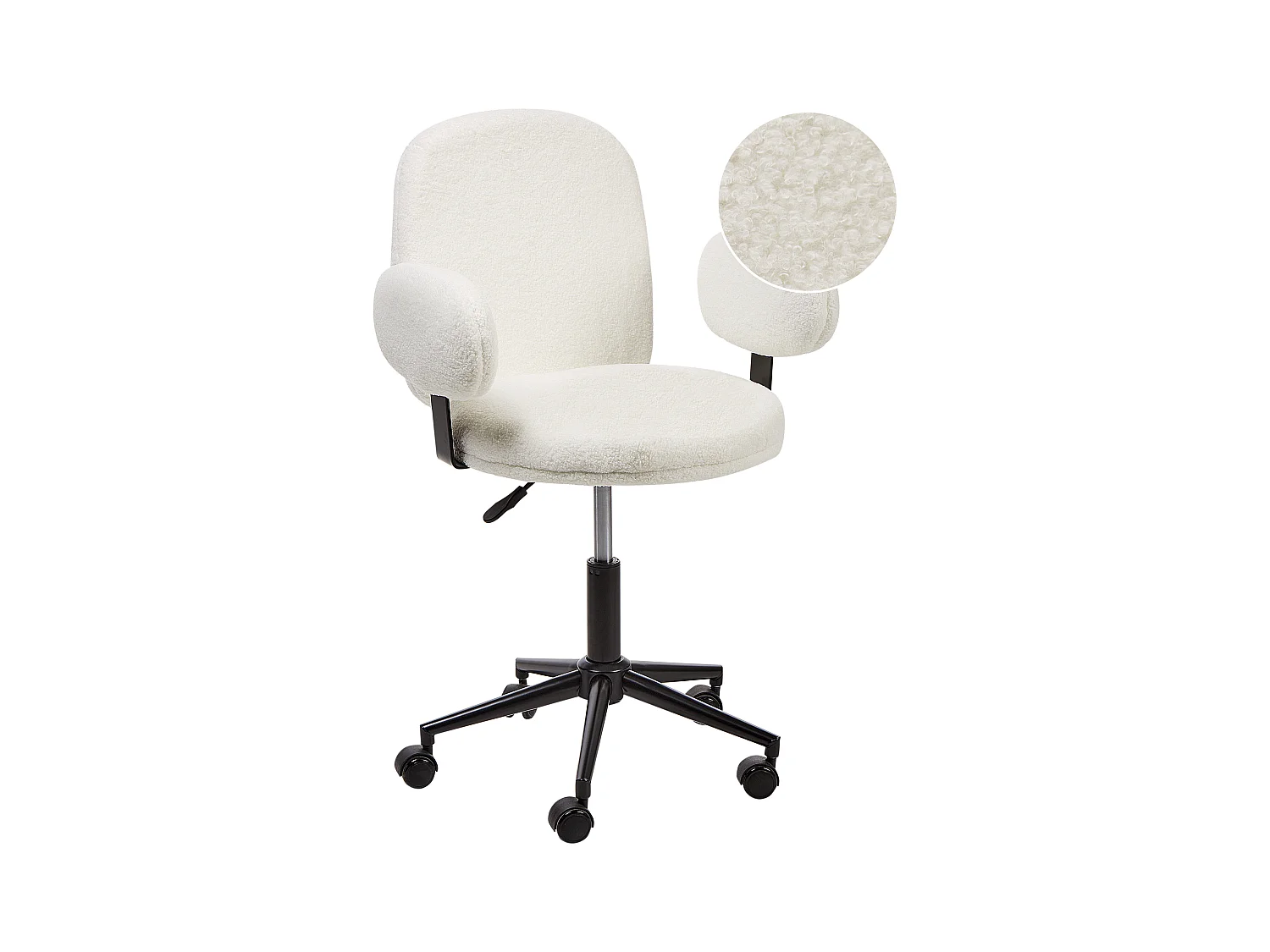 Chaise de bureau MORAGA Bouclé Blanc cassé