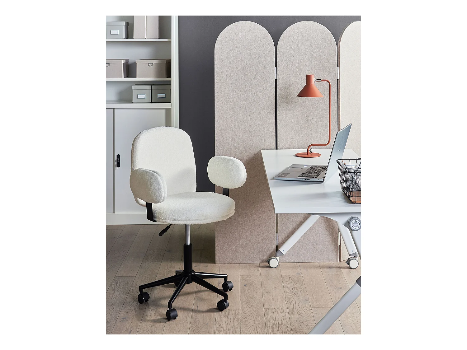 Bureaustoel Draaibaar MORAGA Bouclé Gebroken wit